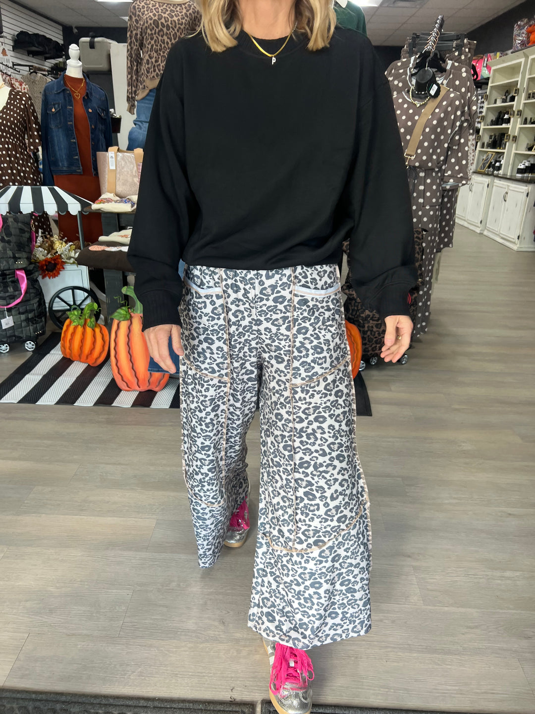 Wild Side Leopard Print Wide Leg Pants
