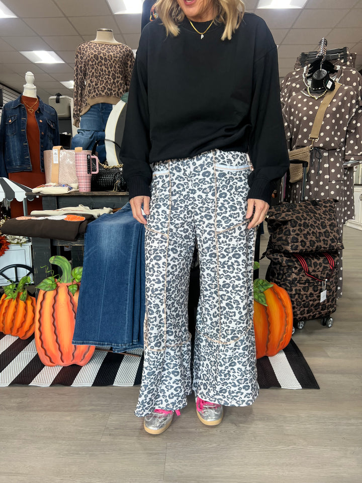 Wild Side Leopard Print Wide Leg Pants