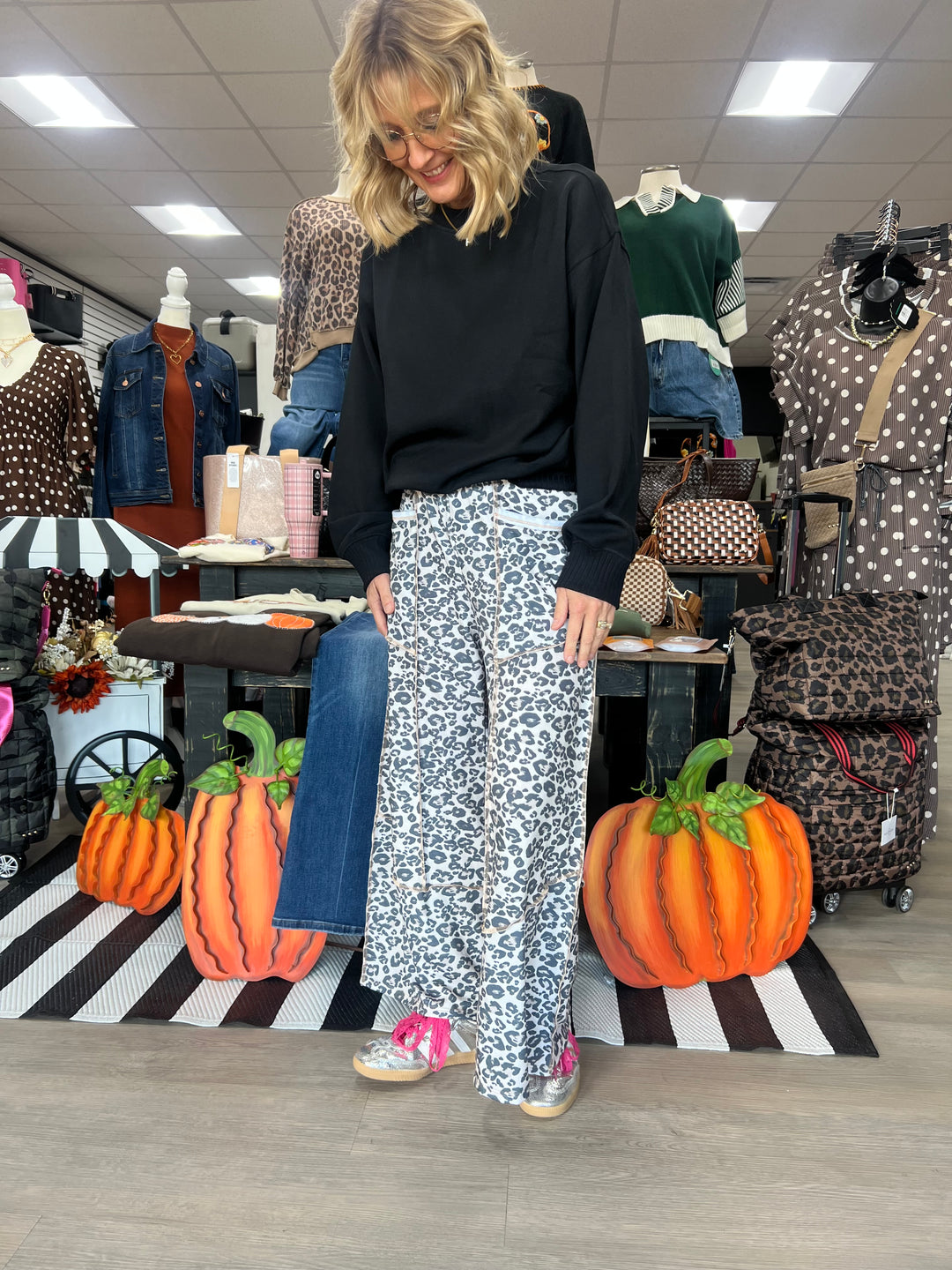 Wild Side Leopard Print Wide Leg Pants