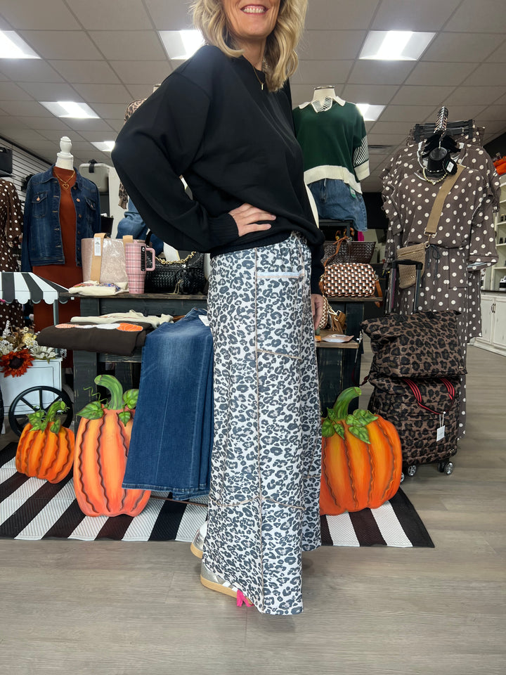 Wild Side Leopard Print Wide Leg Pants