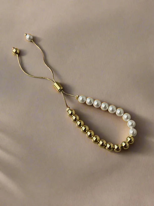 Gold & Pearl Beaded Bracelet