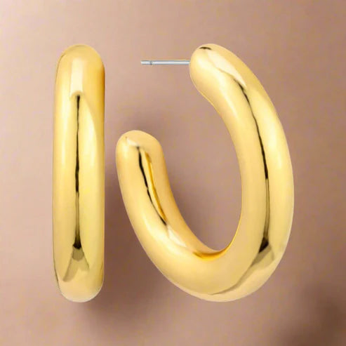 Betty Lightweight Hollow Hoop Earrings Gold