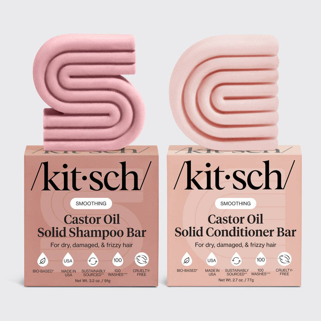 Two 'kit·sch' solid shampoo and conditioner bar Castor Oil