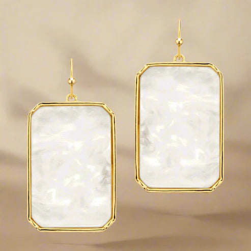 Rectangle Mother of Pearl Earrings