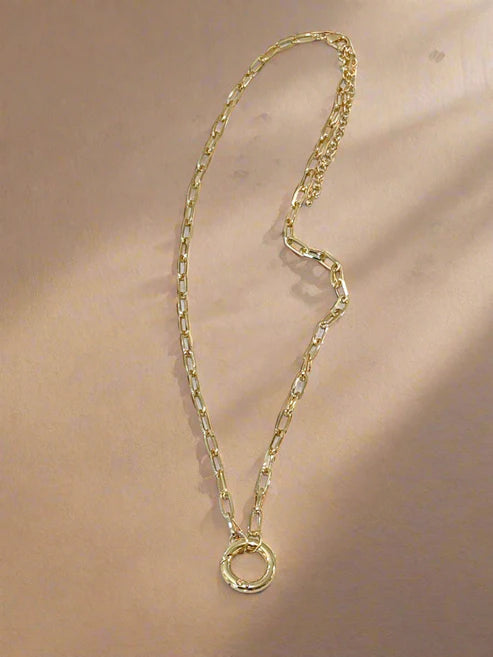 Imperial Spring Ring Paper Clip Chain Necklace