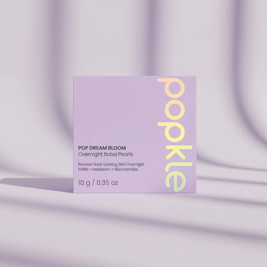 Popklee product packaging on a matching purple fabric background