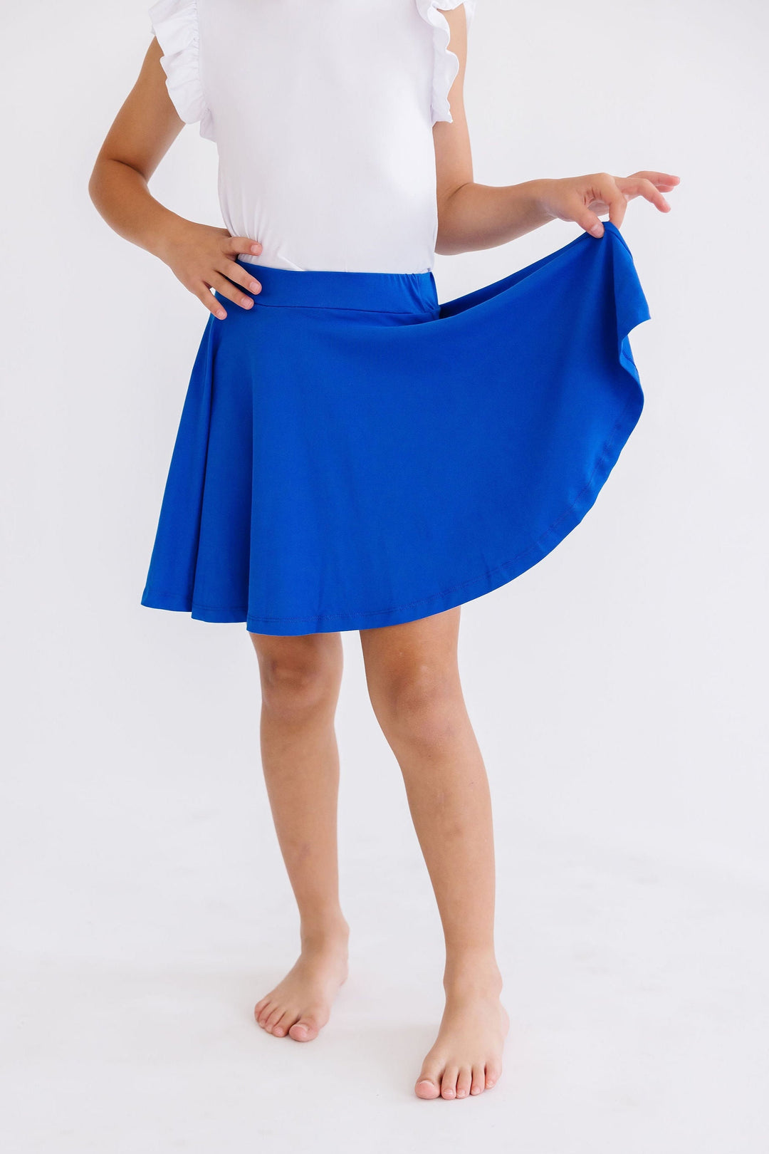 mila & rose royal blue twirl skort – girls twirl skirt with built-in shorts