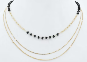 Chain Link Elegance Layered Necklace with Crystals