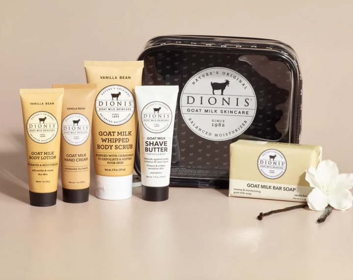 Dionis Vanilla Bean Goat Milk Travel Kit – Bath &amp; Body Essentials Gift Set