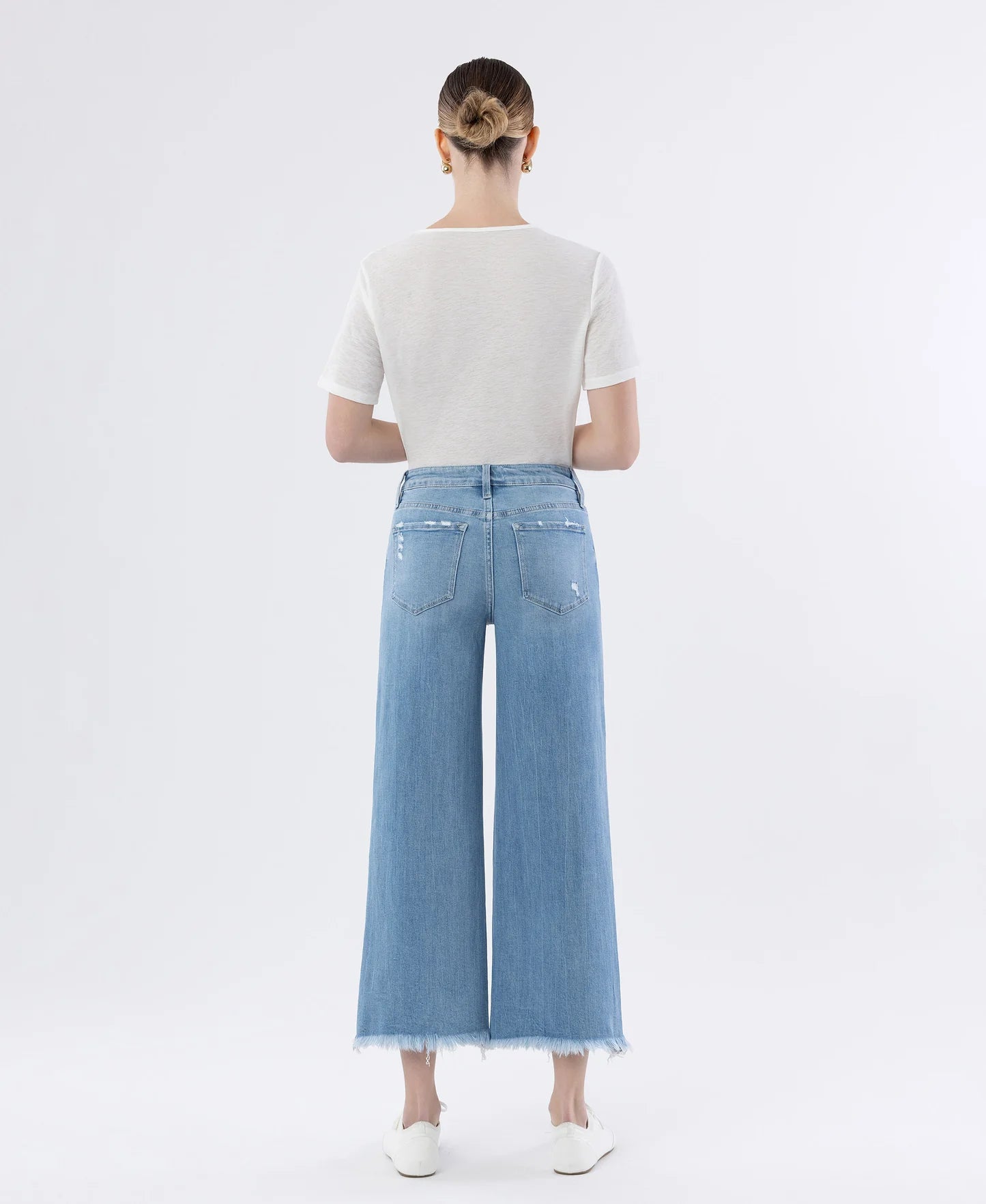 Vervet by Flying Monkey Olivia High Rise Distressed Crop Wide Leg Jeans Back