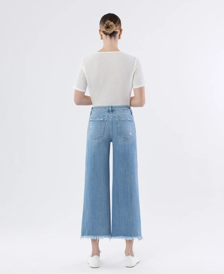 Vervet by Flying Monkey Olivia High Rise Distressed Crop Wide Leg Jeans Back
