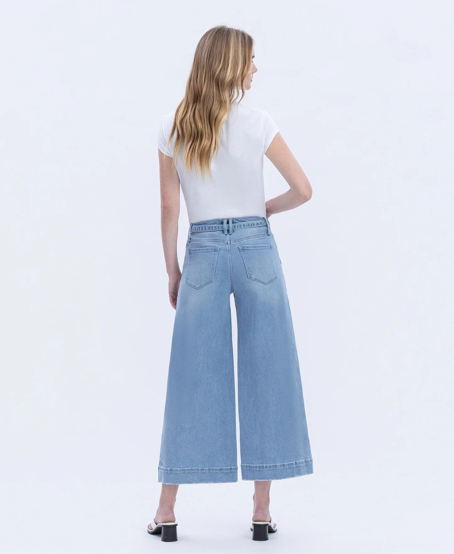 Vervet by Flying Monkey High Rise Tie Waist Palazzo Jeans