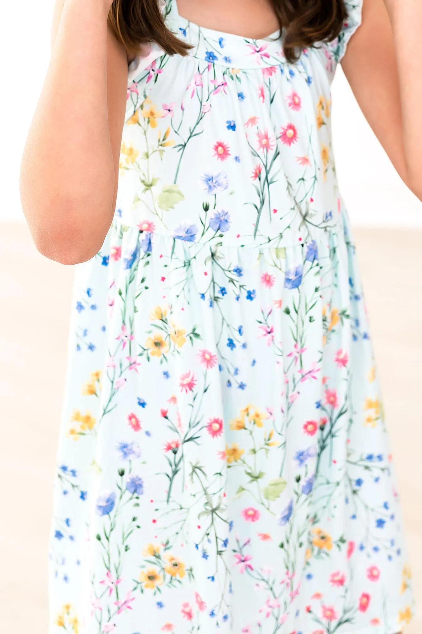 wild woods ruffle cross back dress