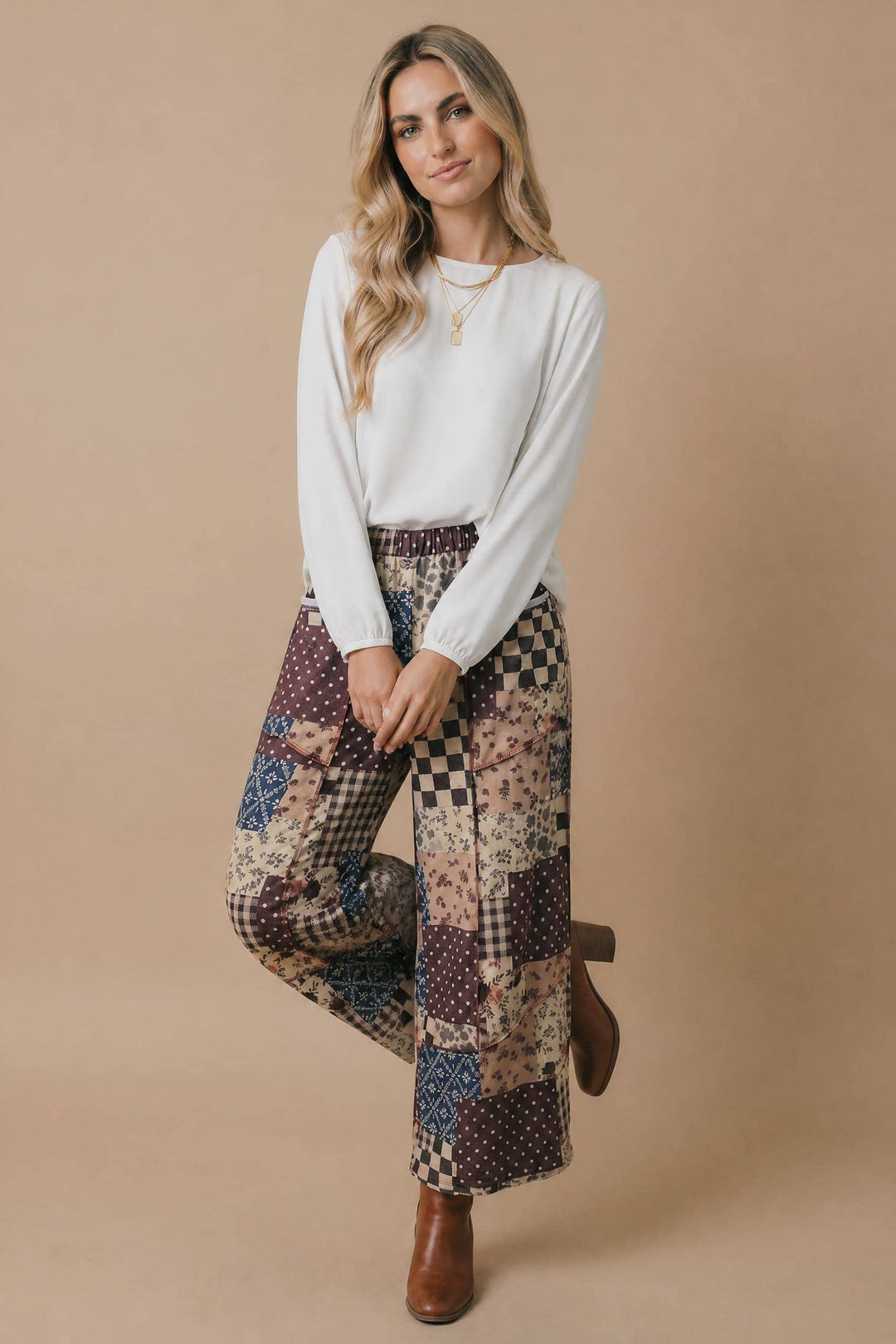 Vintage Patchwork Wide Leg Pants