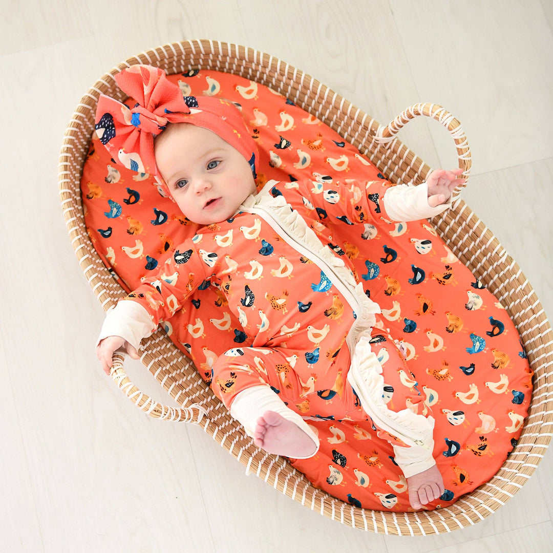 Penny RUFFLE ZIP Bamboo One Piece Chickens Baby Outfit
