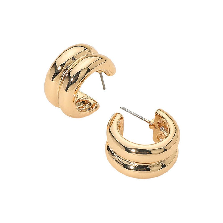 Two Tone Chunky Mini Hoop Earrings