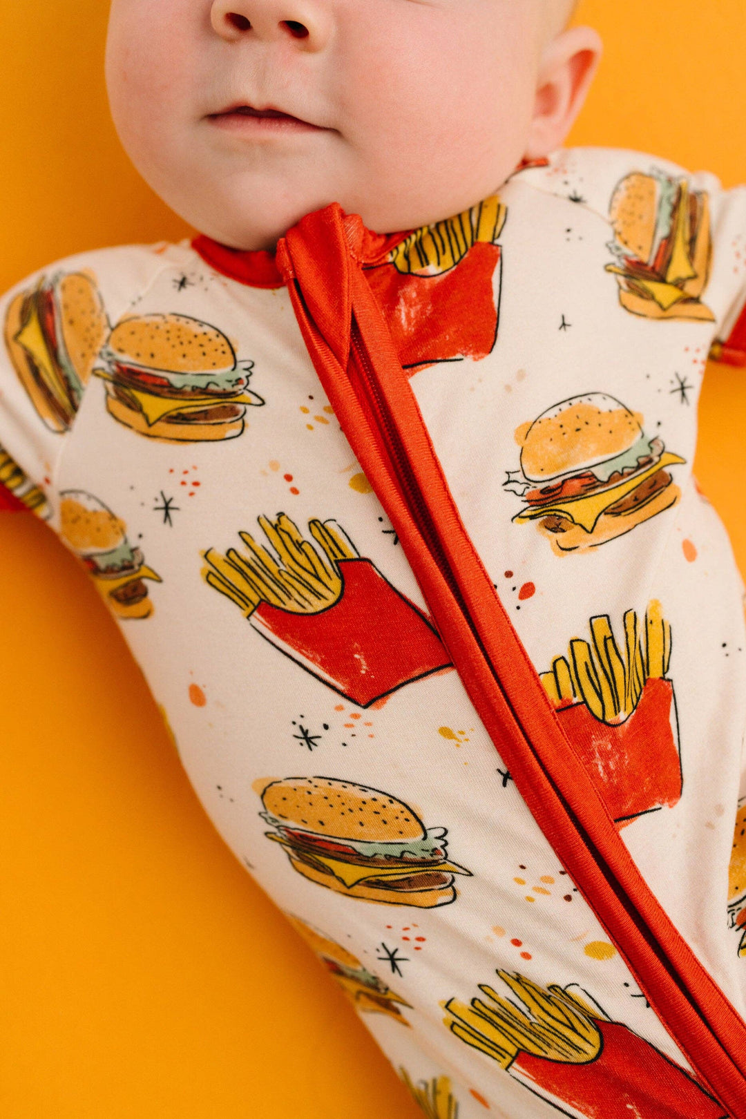 Cheeseburger Meal Bamboo Baby Short Romper
