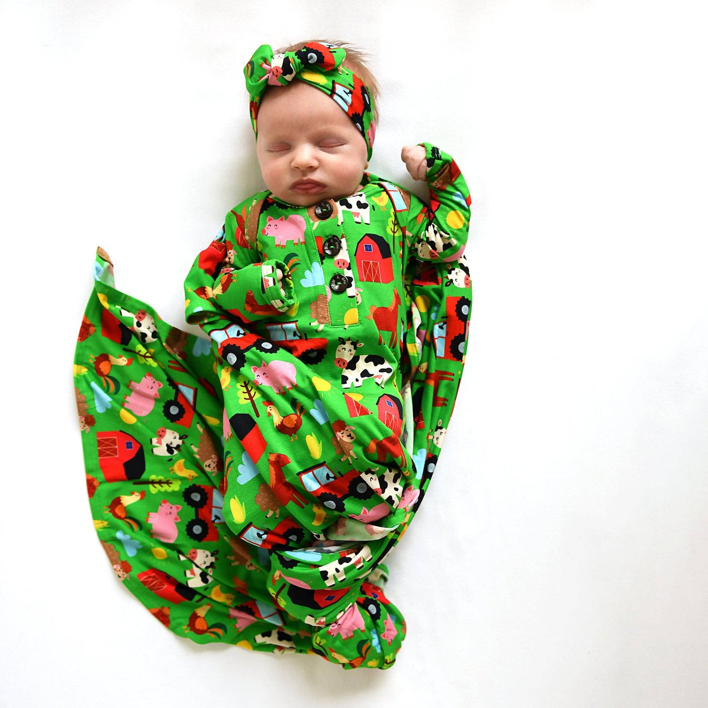 Tanner Gown Newborn Bamboo Farm Animals Going Home Outfit