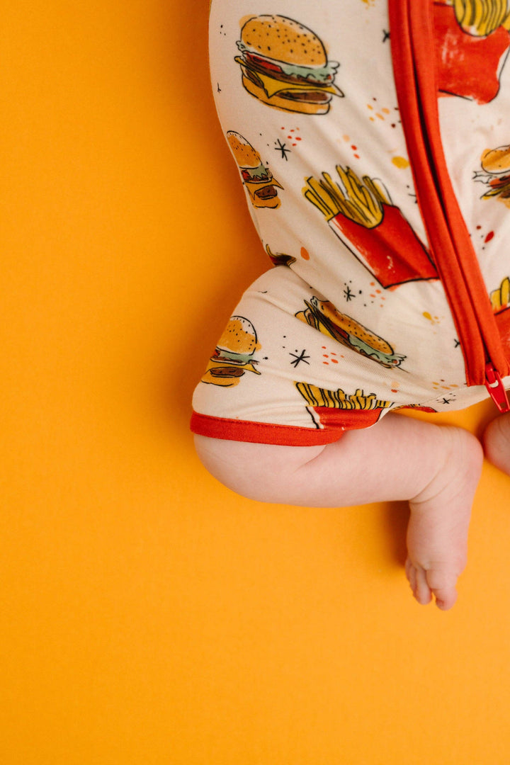Cheeseburger Meal Bamboo Baby Short Romper