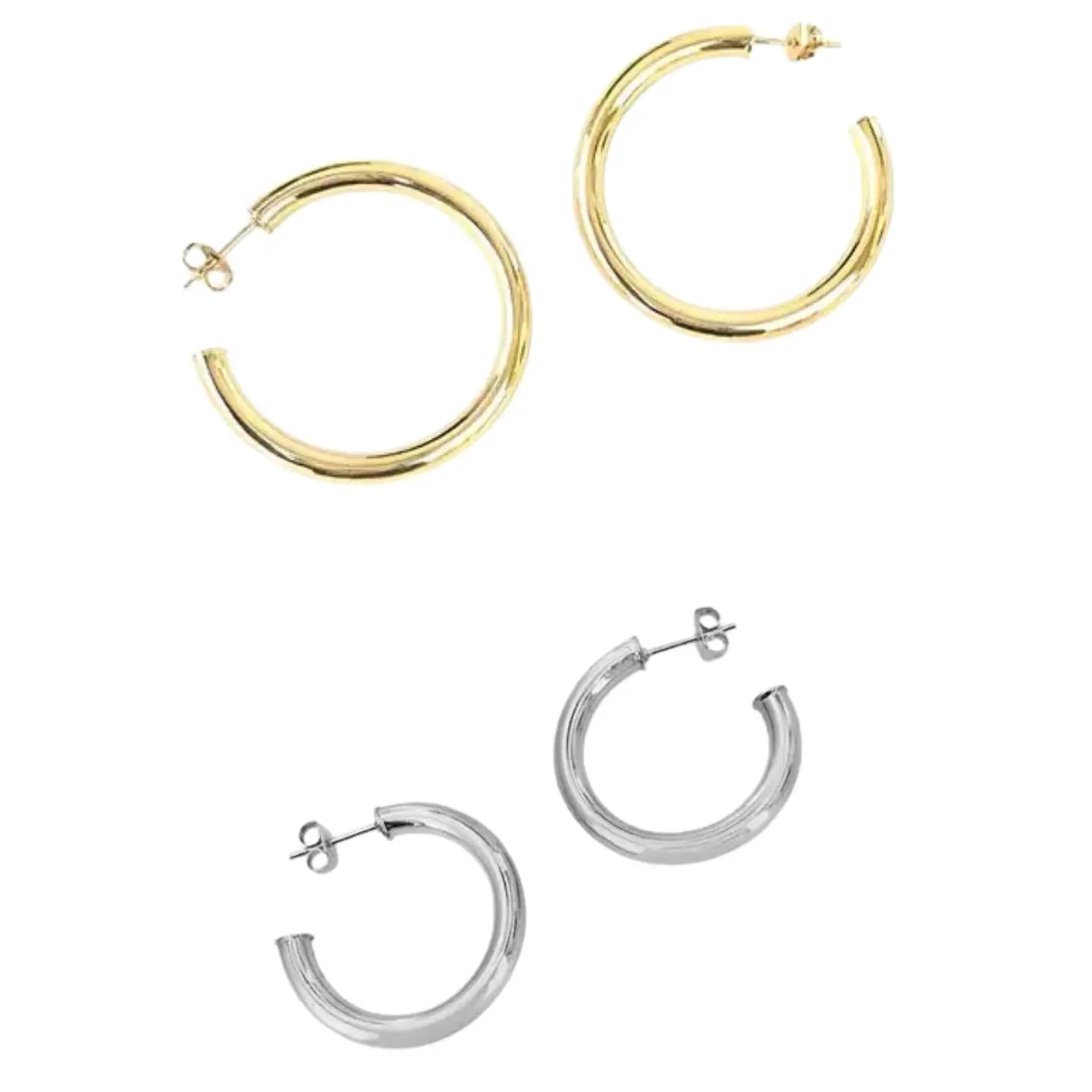 14K Gold-Plated Hollow Tube Hoop Earrings