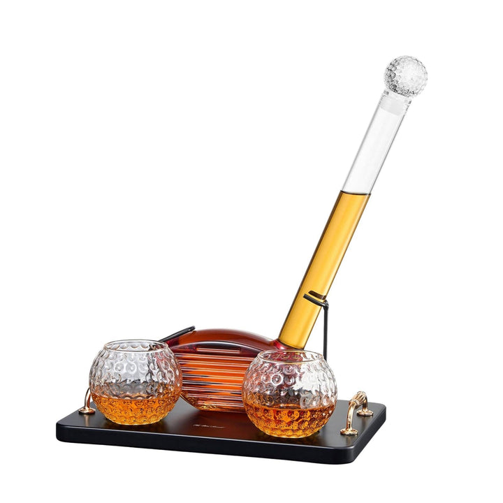 Golf Stick Whiskey Decanter Set with Golf Ball Glasses – Unique Golf Gift for Men