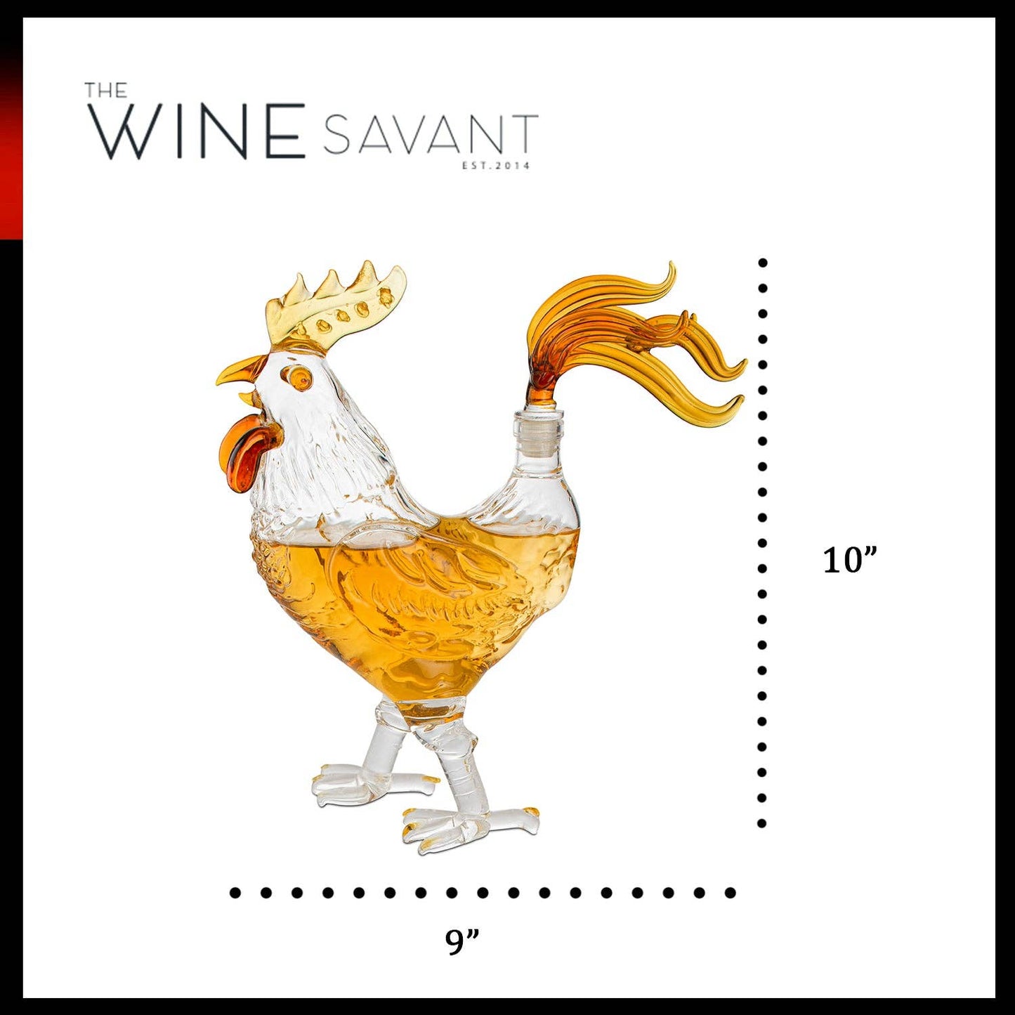 Wine Savant Rooster Whiskey Decanter – Unique Bar Gift