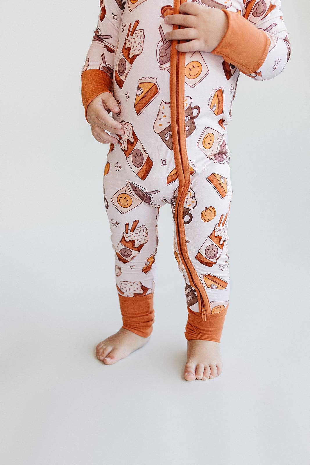 Pumpkin Spice Bamboo Baby Zip Romper | Fall Baby Outfit