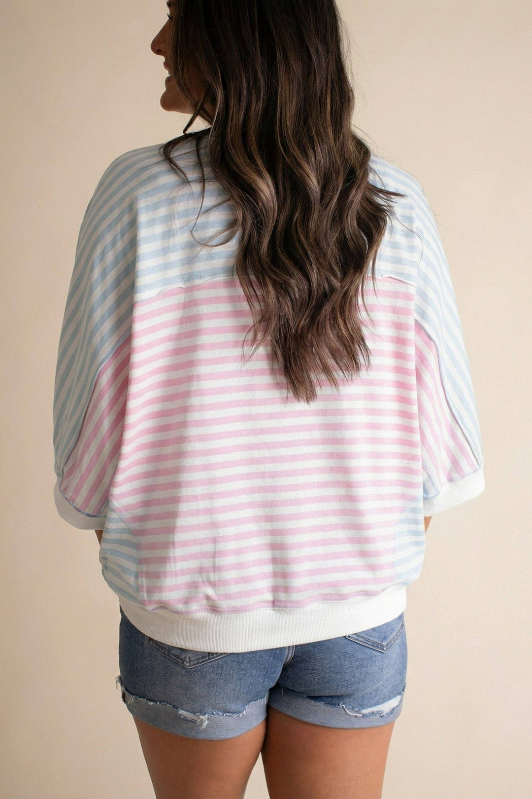 Striped Oversized T Shirt Colorblock Casual Loose Top