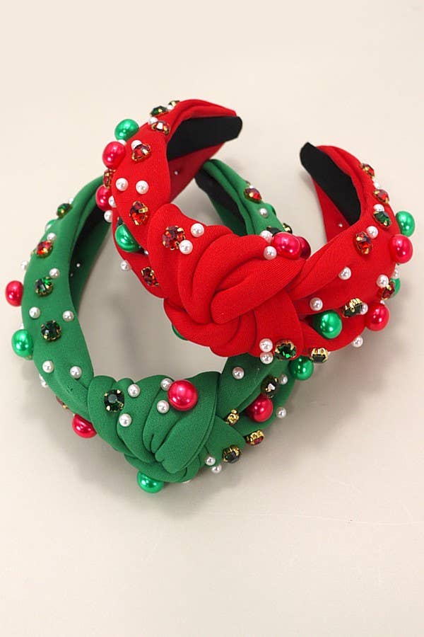 CHRISTMAS JINGLE BELL SEED BEAD HAIR BAND HEADBAND