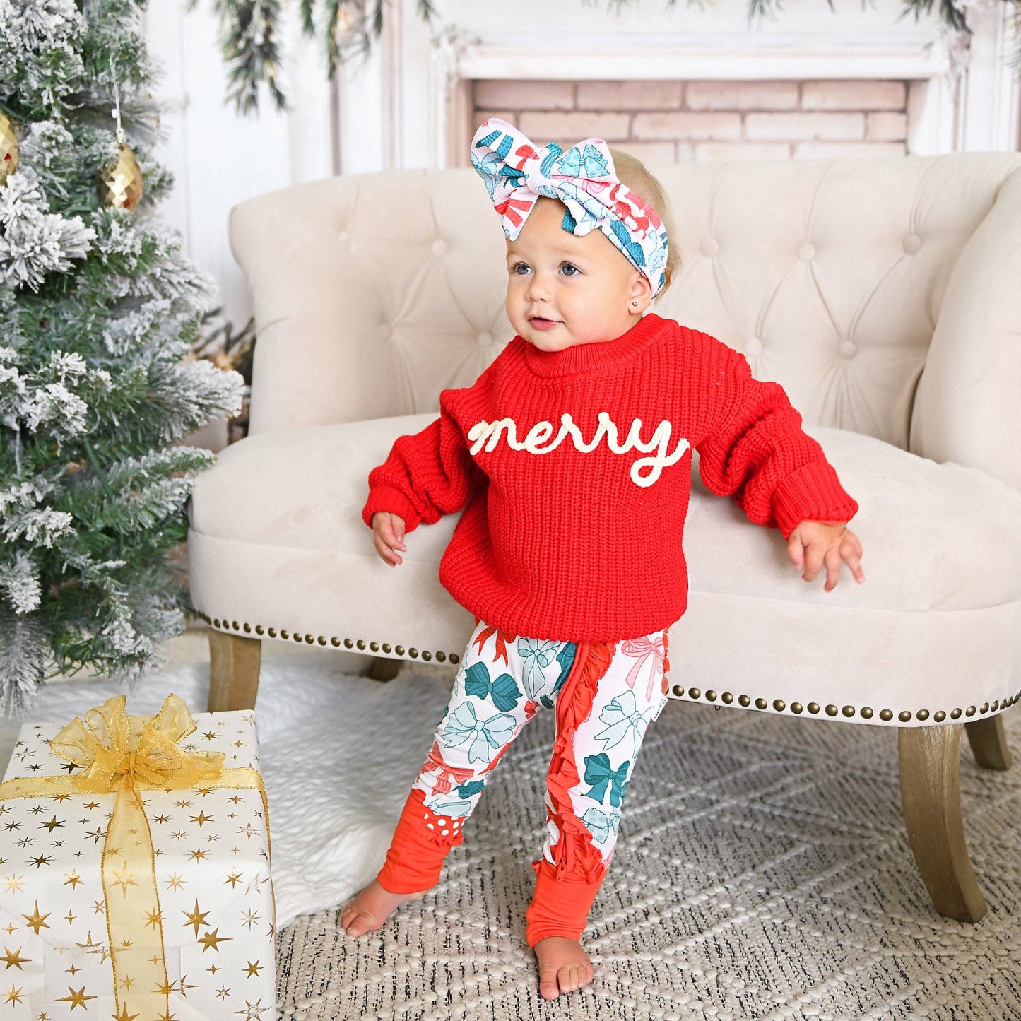 Belle Bows RUFFLE ZIP Christmas Bamboo Baby One Piece Outfit
