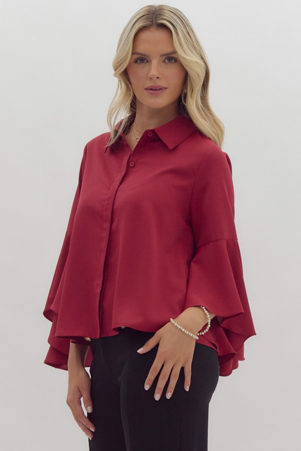 Cascading Ruffle Blouse