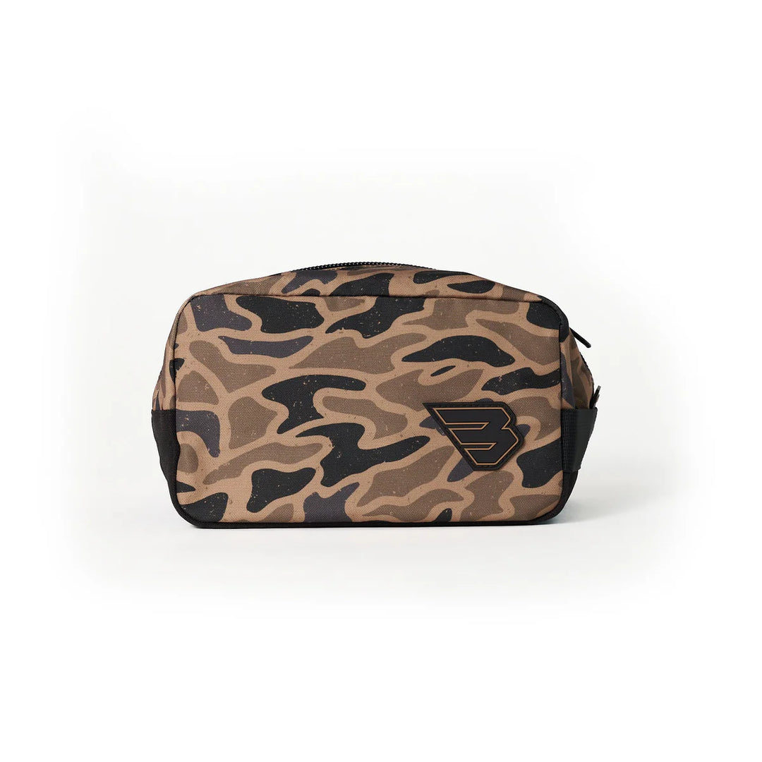 Burlebo camo dopp kit toiletry bag with black trim and zipper compartment