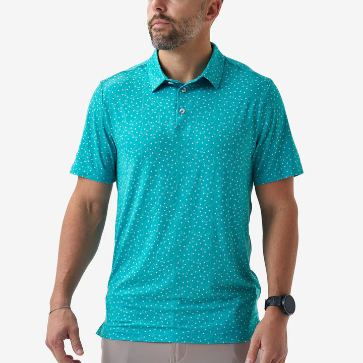Burlebo Par-Tee performance polo men’s teal golf shirt front view lightweight breathable