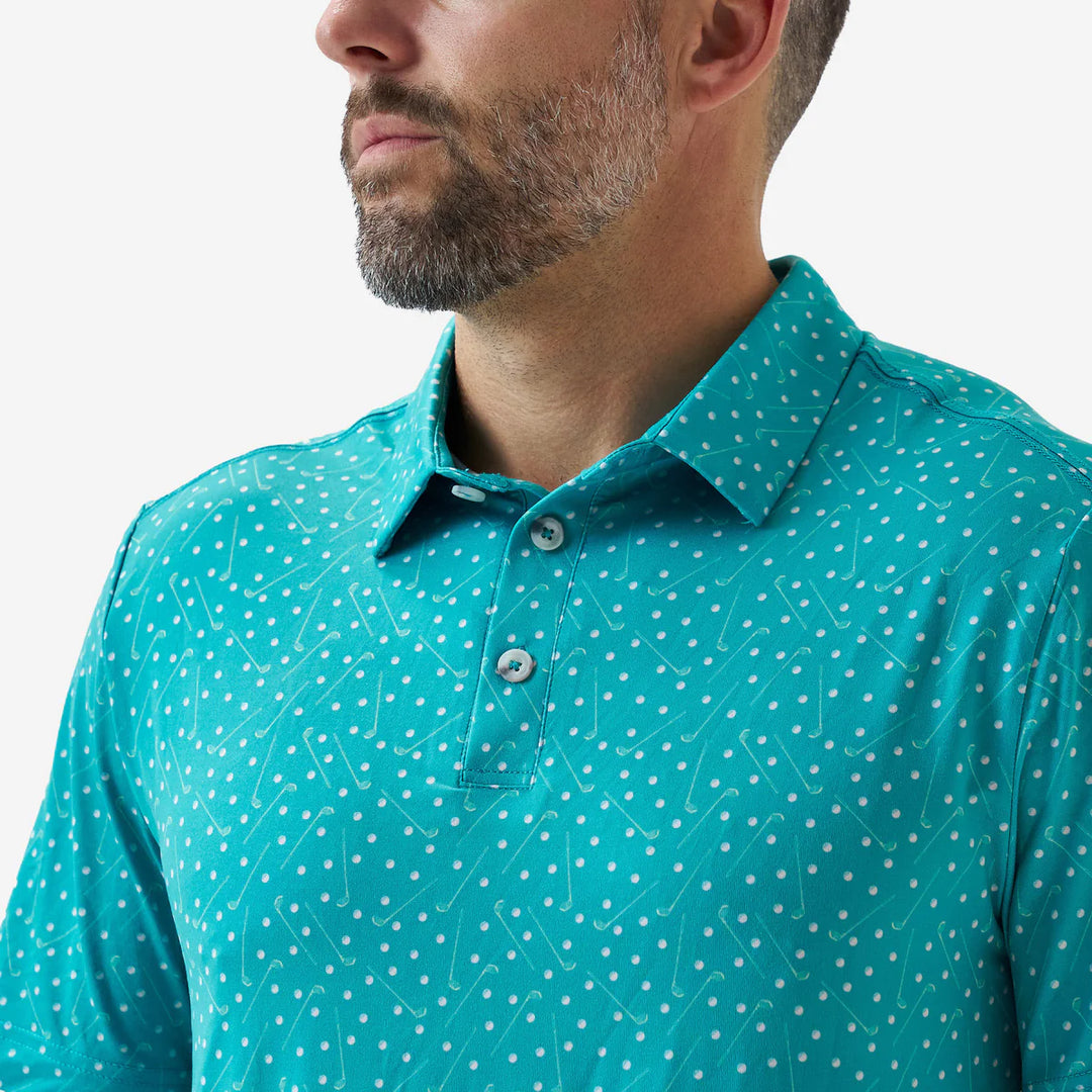 Burlebo Par-Tee polo detail golf pattern men’s stretch polo shirt