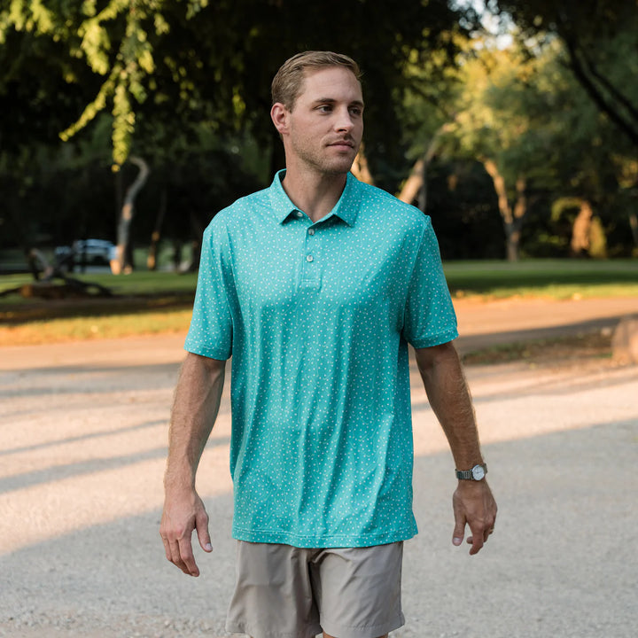 Burlebo performance polo lifestyle golf outfit men’s casual look