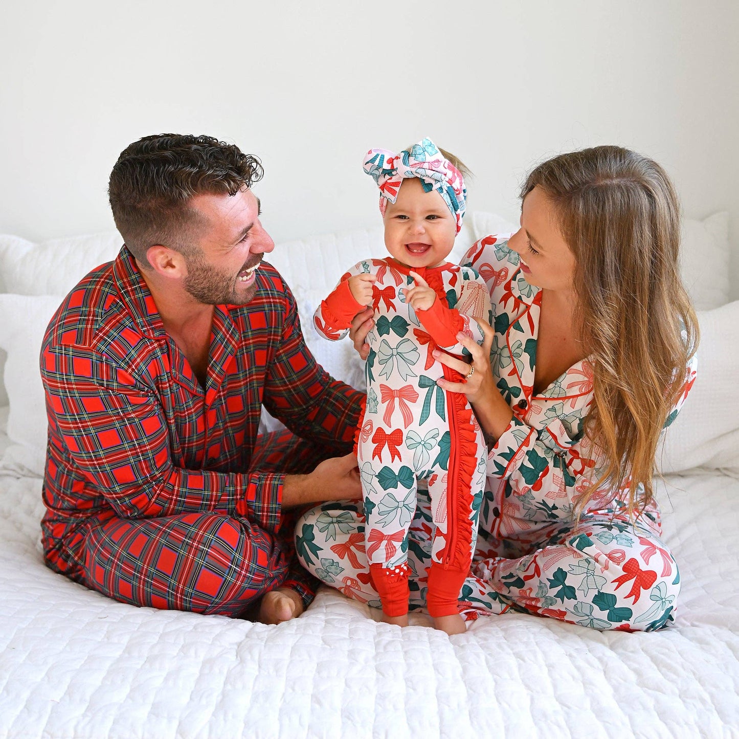 Belle Bows RUFFLE ZIP Christmas Bamboo Baby One Piece Outfit