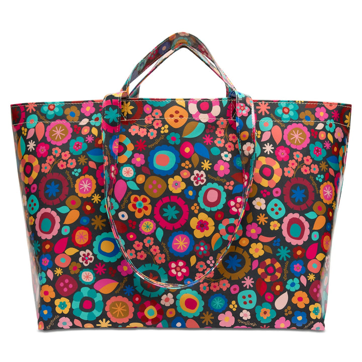 Oversized Consuela jumbo tote showing wide capacity and floral design