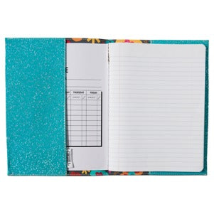 Inside view of Consuela Amelie Notebook showing lined pages and colorful interior