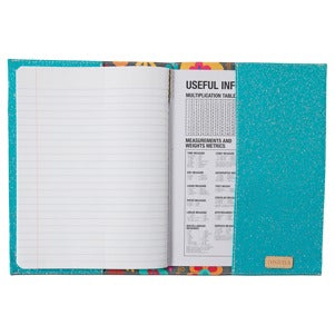 Interior pages of Consuela Amelie Notebook with lined paper and measurement reference page
