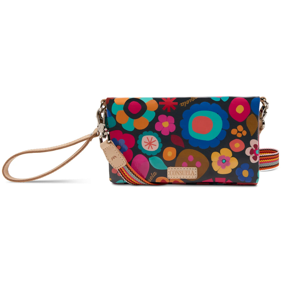 Front view of Consuela Amelie Uptown Crossbody colorful floral wristlet crossbody bag