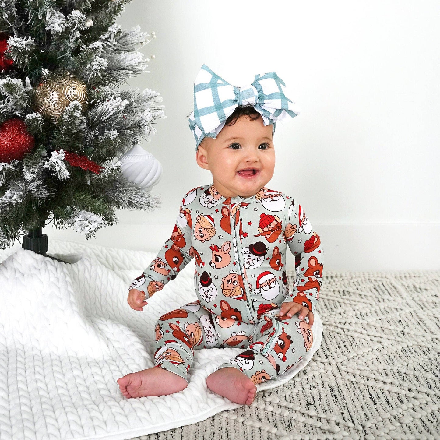 Rudolph ZIP Christmas Bamboo Baby One Piece Outfit
