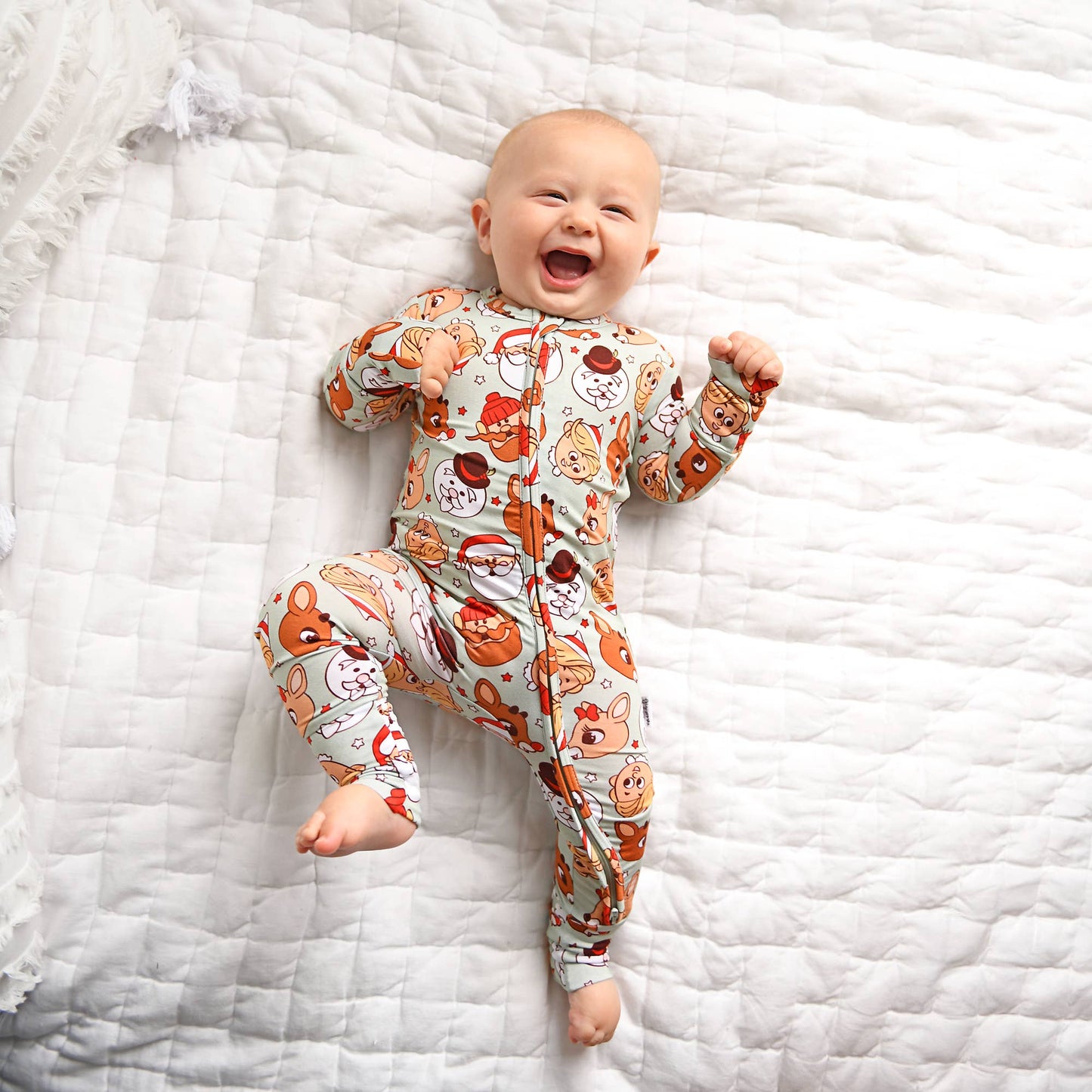 Rudolph ZIP Christmas Bamboo Baby One Piece Outfit