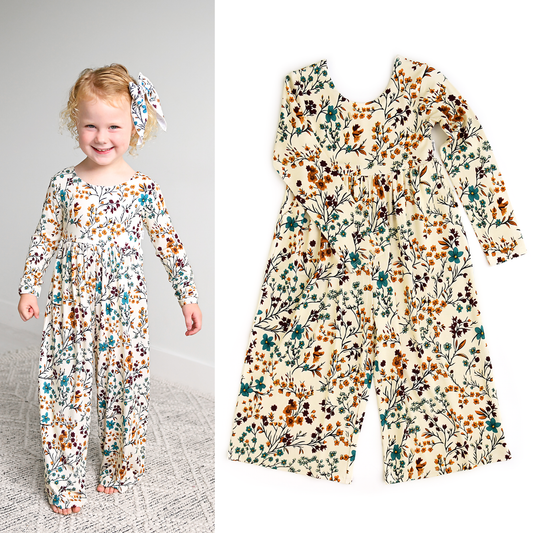Maren Floral WIDE LEG ROMPER Bamboo Kids Outfit