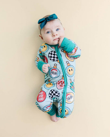 Bamboo Baby Clothing Zip Romper | Christmas Ornaments