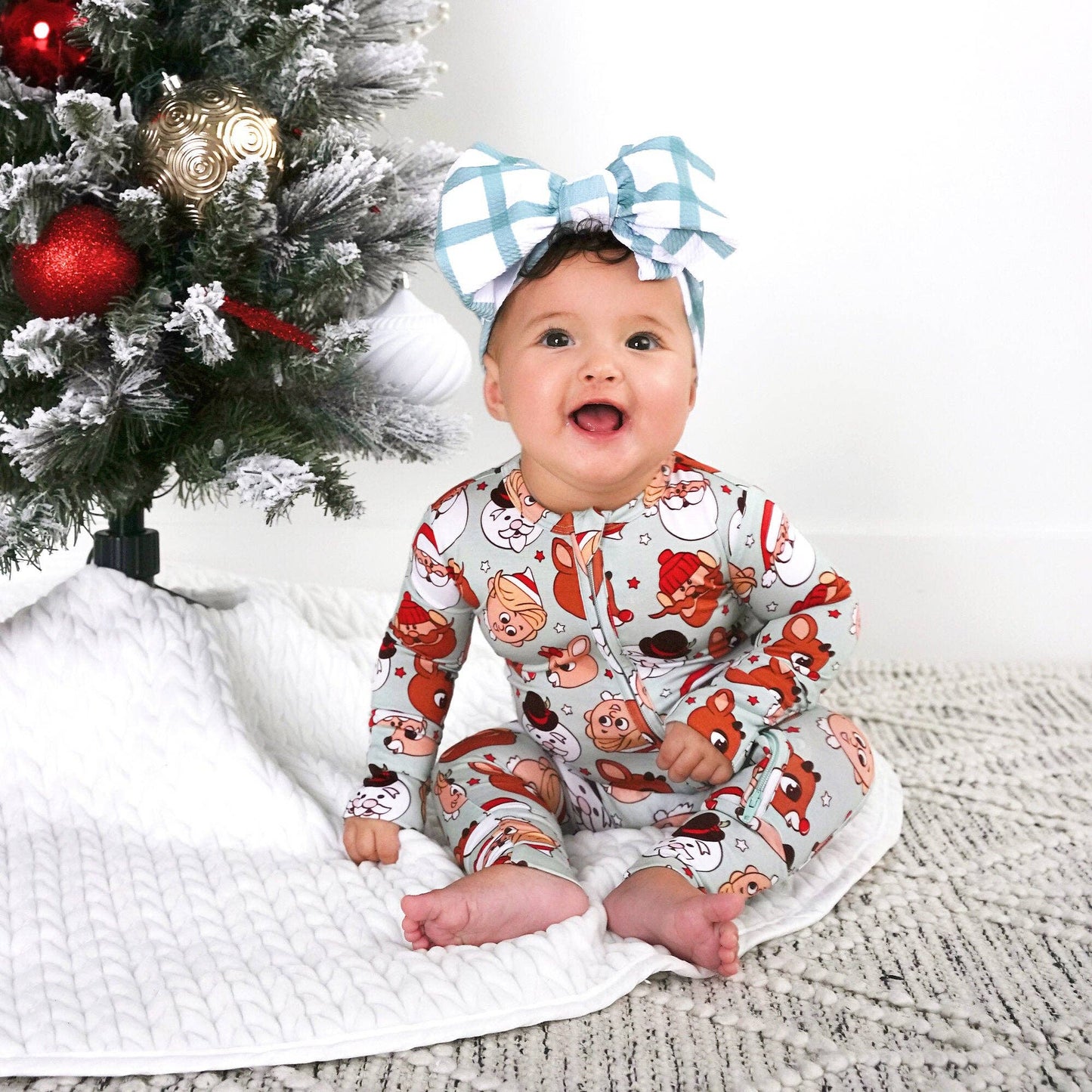 Rudolph ZIP Christmas Bamboo Baby One Piece Outfit