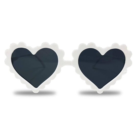 Kids Sunglasses - White (Scallop Heart)