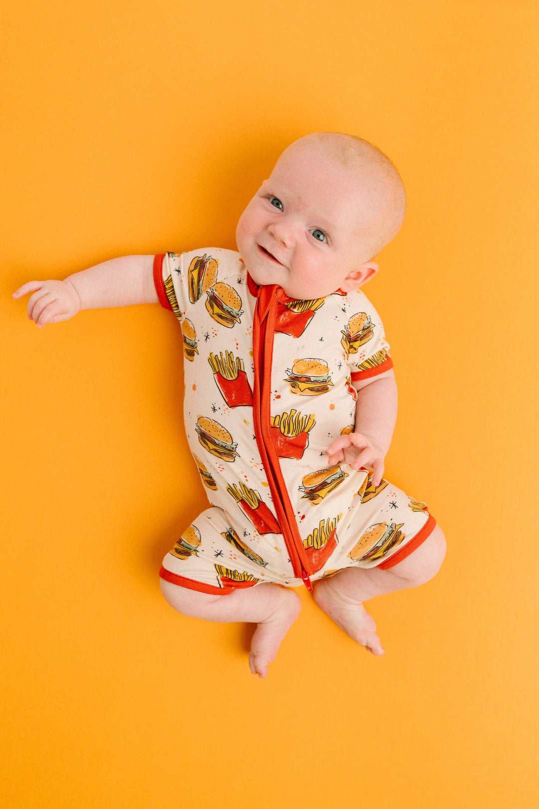 Cheeseburger Meal Bamboo Baby Short Romper