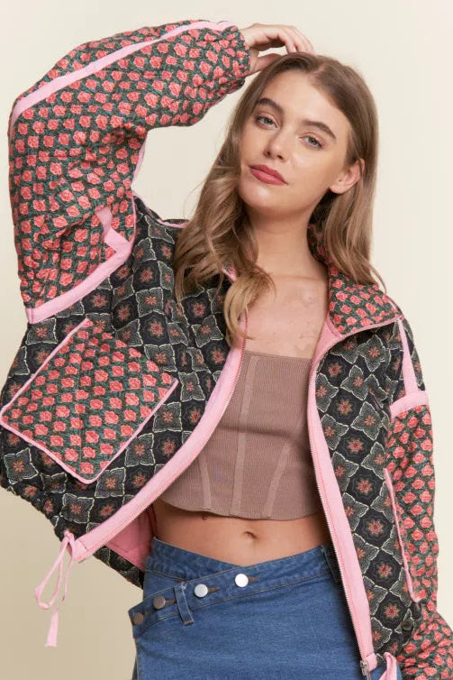 Rose Floral Quilted Jacket