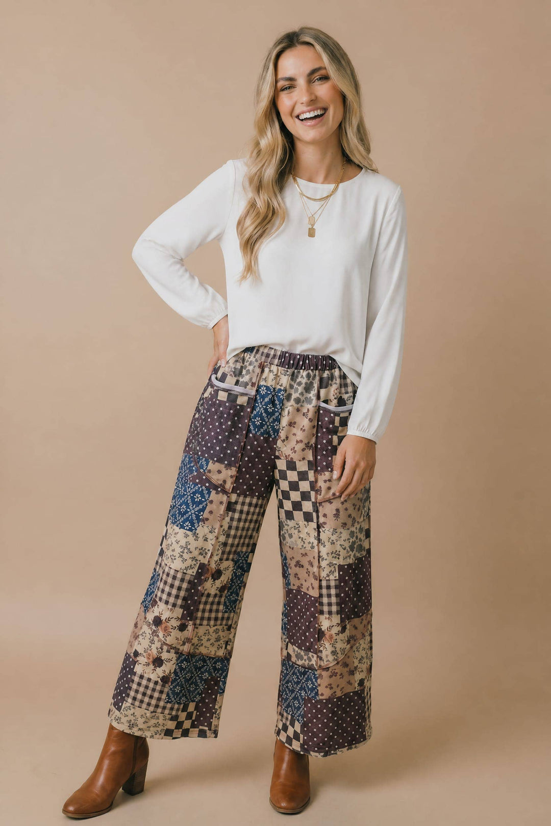 Vintage Patchwork Wide Leg Pants