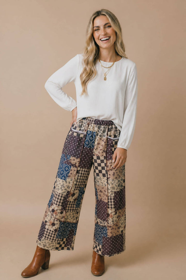 Vintage Patchwork Wide Leg Pants